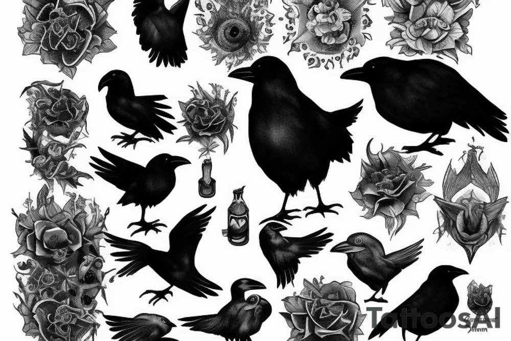 raven with Psalm 139:8 tattoo idea