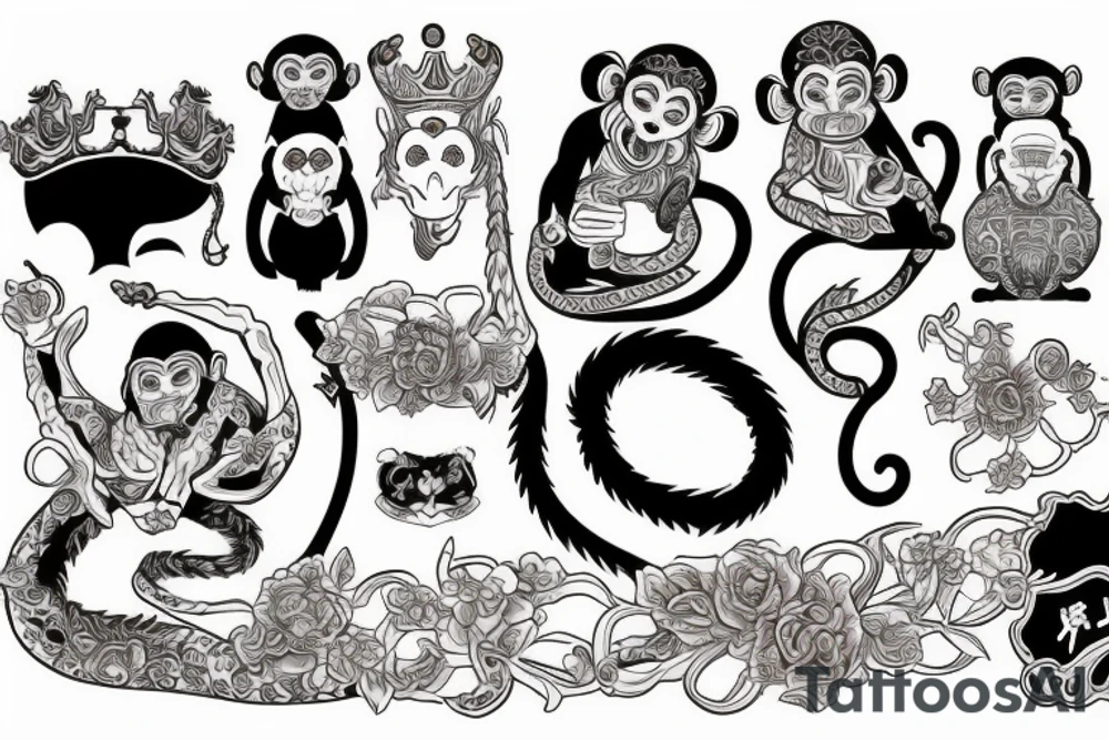 king of monkey tattoo idea