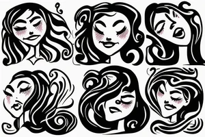 Woman looking to the sky. Half smiling and half crying tattoo idea