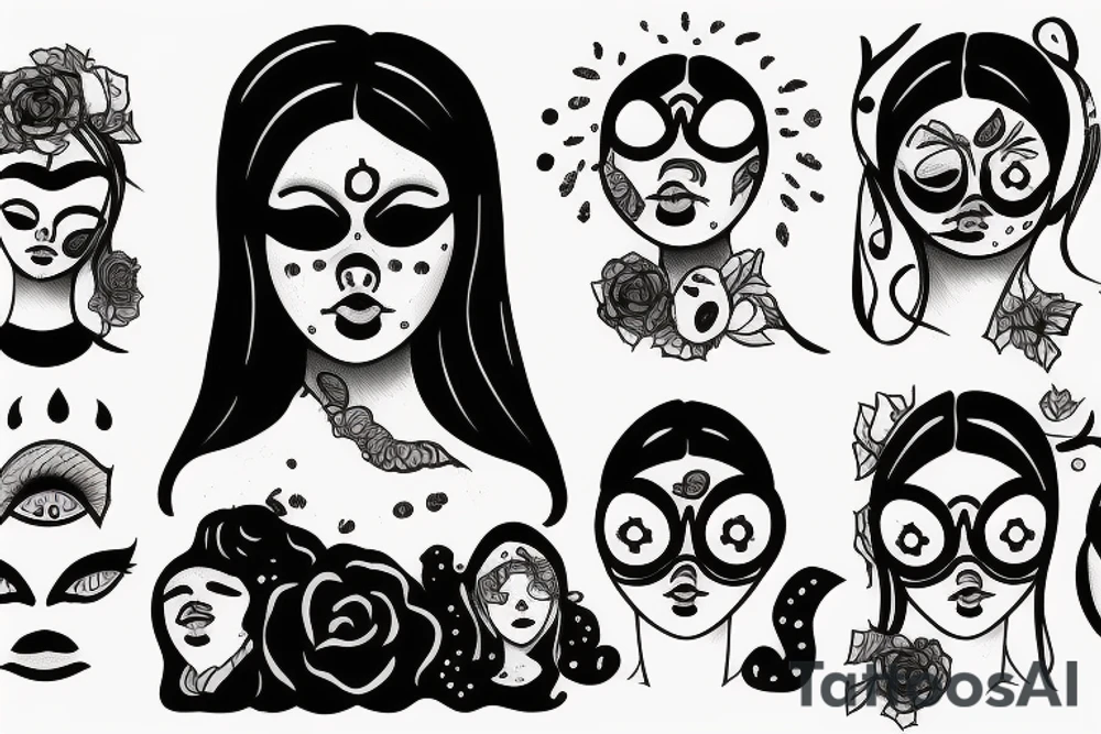 A sad Woman without eyes tattoo idea