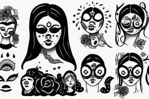 A sad Woman without eyes tattoo idea