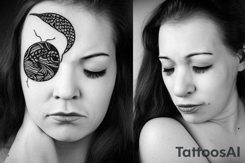 A sad Woman without eyes tattoo idea