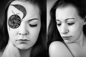 A sad Woman without eyes tattoo idea