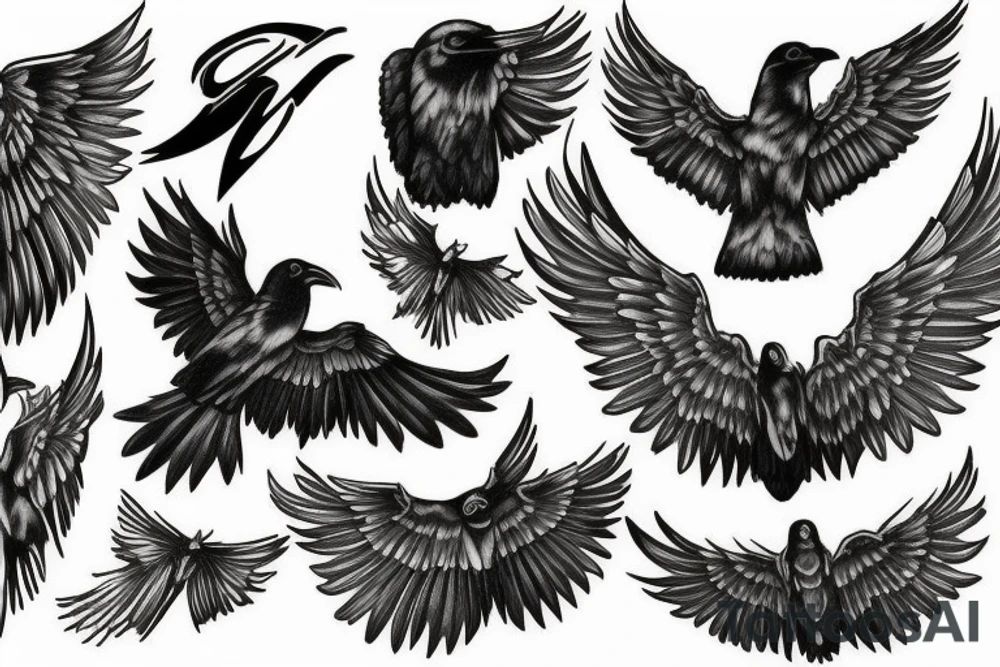 Raven wings tattoo idea