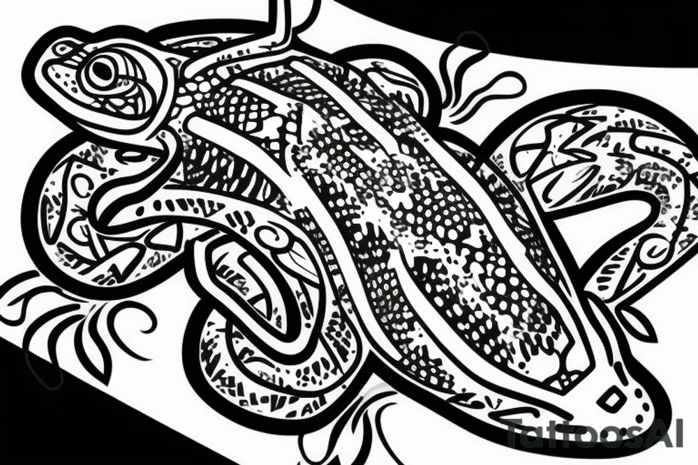 Gecko with no tail, spelled out in the word Grow tattoo idea