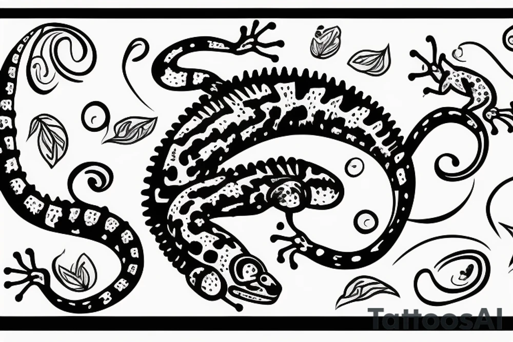 Gecko with no tail, spelled out in the word Grow tattoo idea