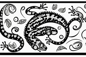 Gecko with no tail, spelled out in the word Grow tattoo idea