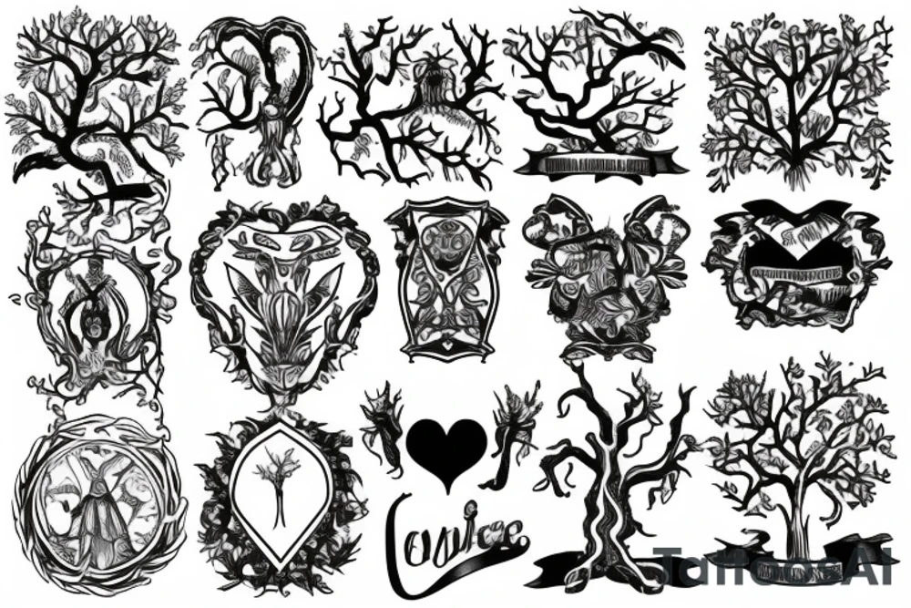 Tombstone in front of a big tree tattoo idea