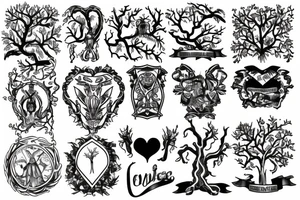 Tombstone in front of a big tree tattoo idea