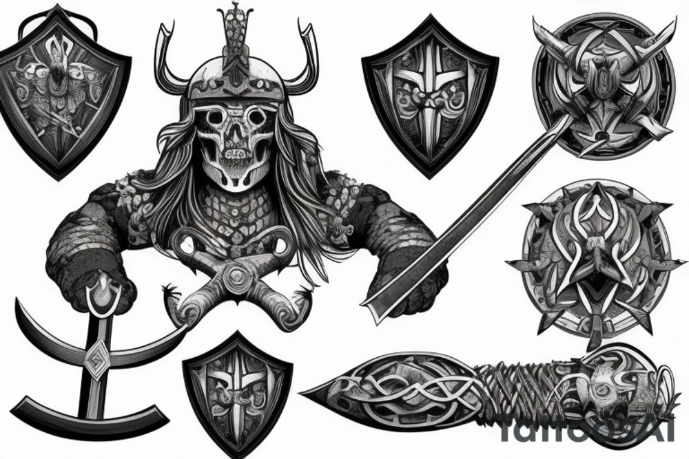 dead warrior with viking shield and sword tattoo idea dead warrior with viking shield and sword tattoo idea