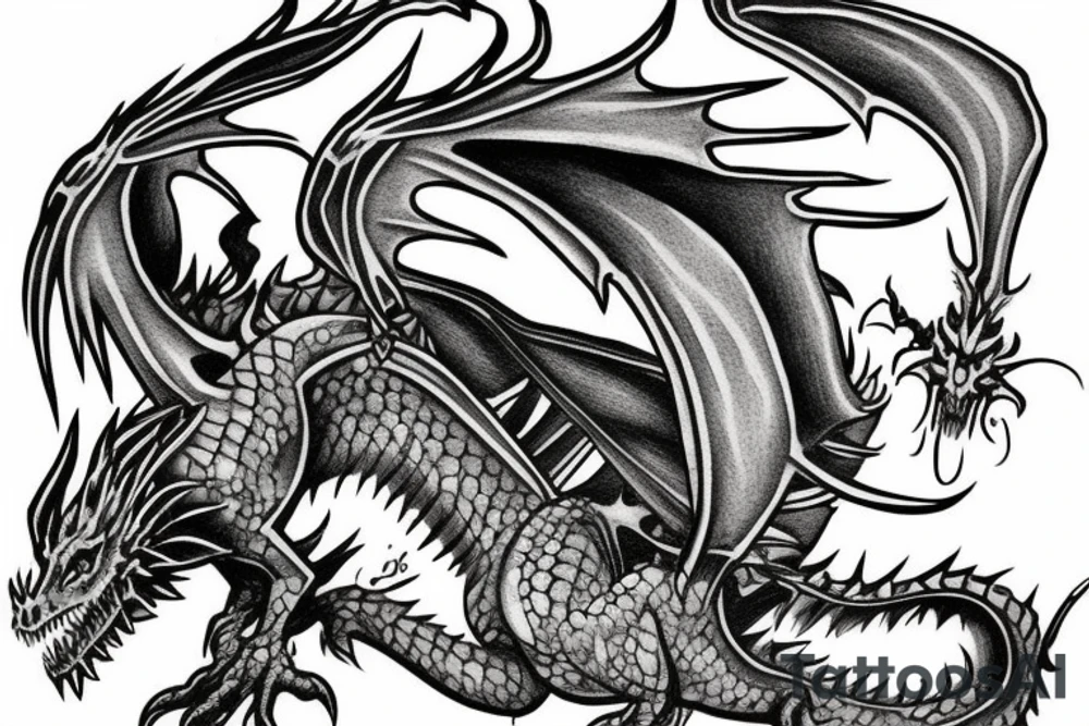 undead dragon flying up tattoo idea