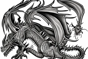 undead dragon flying up tattoo idea