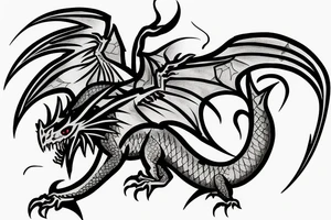 undead dragon flying up tattoo idea