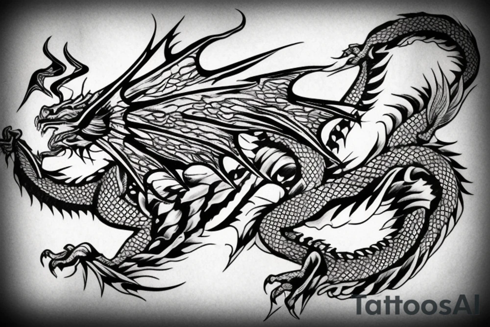 dragon flying up tattoo idea