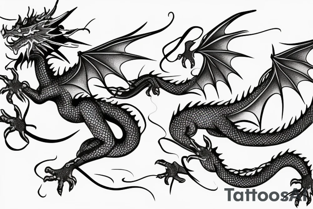 dragon flying up tattoo idea