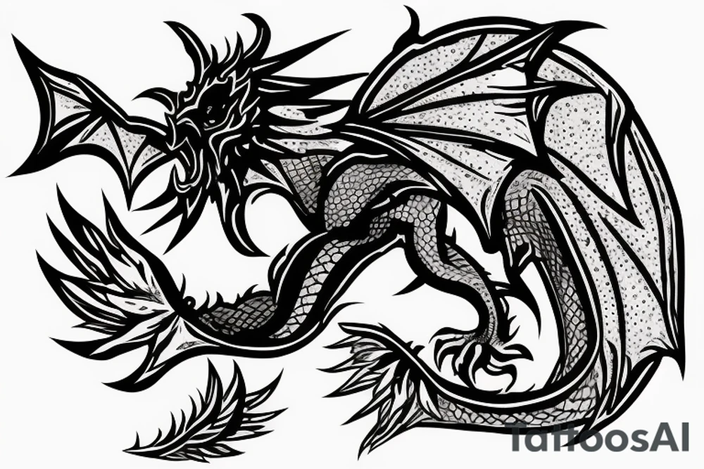 dragon flying up tattoo idea