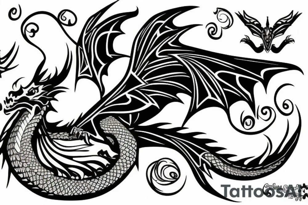 dragon flying up tattoo idea