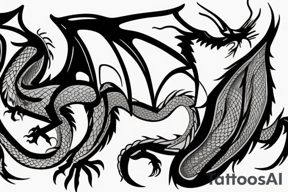 dragon flying up tattoo idea