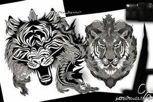Tiger, Lion, Wolf and dragon tattoo idea