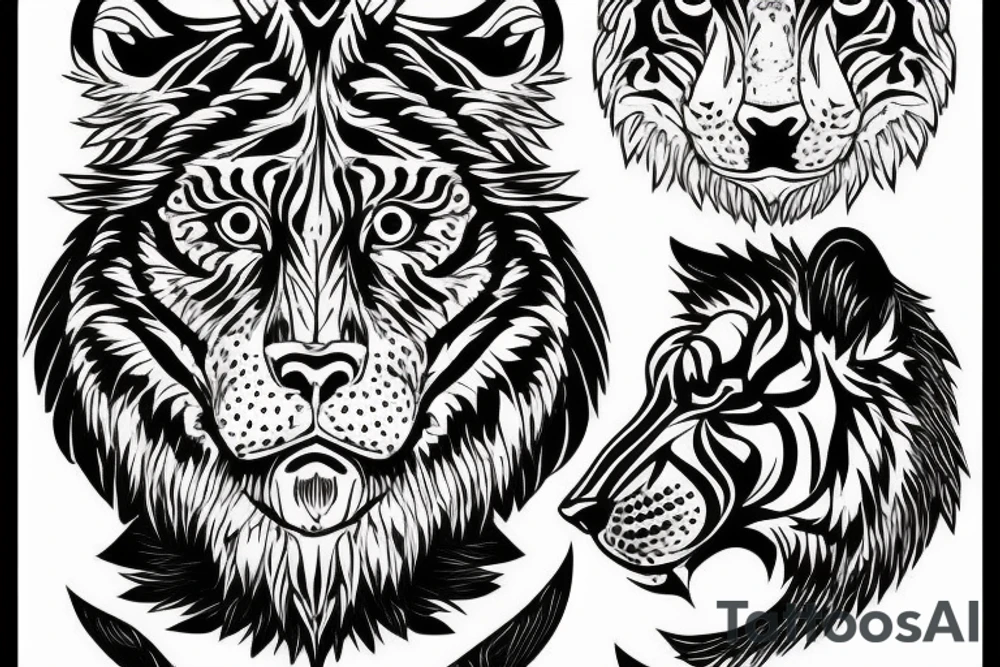 Tiger, Lion, Wolf and dragon tattoo idea