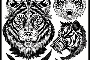 Tiger, Lion, Wolf and dragon tattoo idea