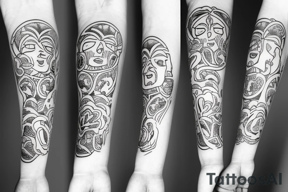 Fine line mother and son tattoo idea