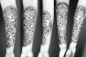 Fine line mother and son tattoo idea