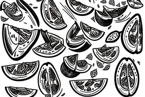 Stitch eatinf water melon tattoo idea