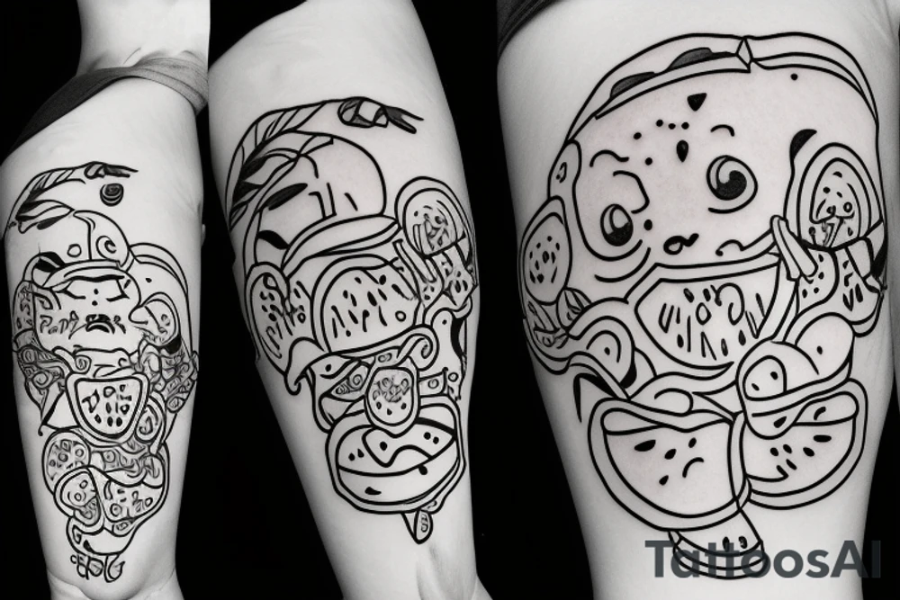 Stitch eatinf water melon tattoo idea