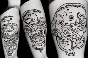 Stitch eatinf water melon tattoo idea