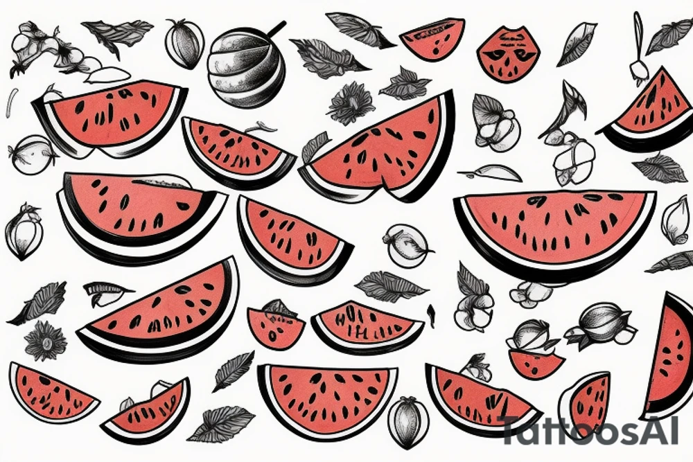 Stitch eating water melon tattoo idea