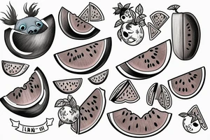 Stitch eating water melon tattoo idea