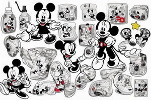 Mickey mouse slipping on soap tattoo idea