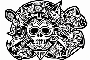 Aztec skull latino style tattoo idea