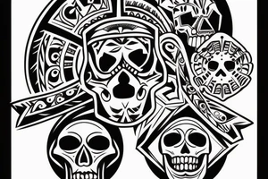 Aztec skull latino style tattoo idea