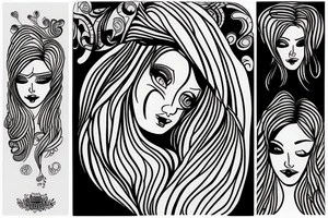 Simple line drawing of sad woman tattoo idea