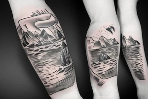 United States Marine with ocean and mountains tattoo idea