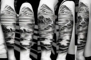 United States Marine with ocean and mountains tattoo idea