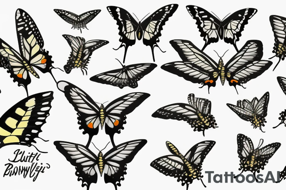 Swallowtail butterfly with open wings tattoo idea