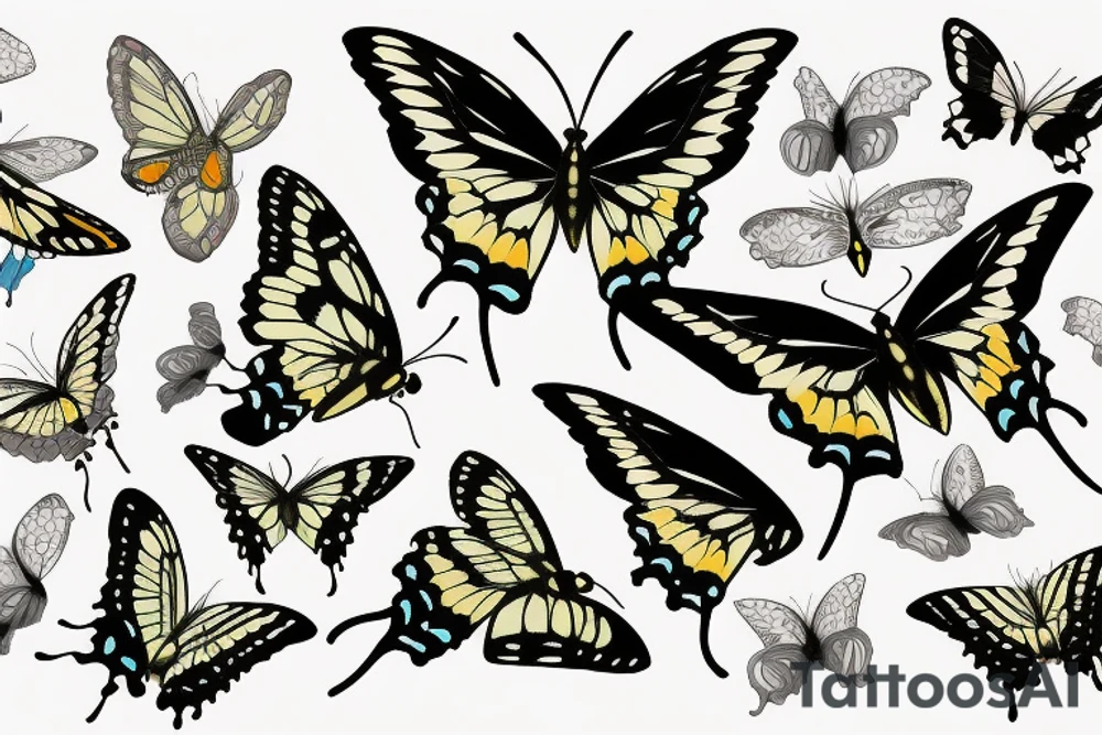 Swallowtail butterfly with open wings tattoo idea