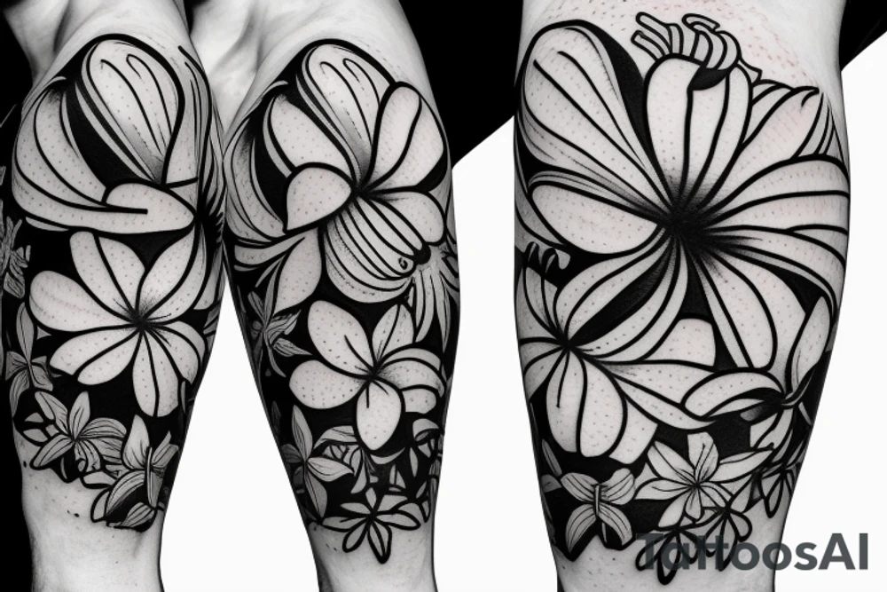 Bee with Plumeria Flowers tattoo idea