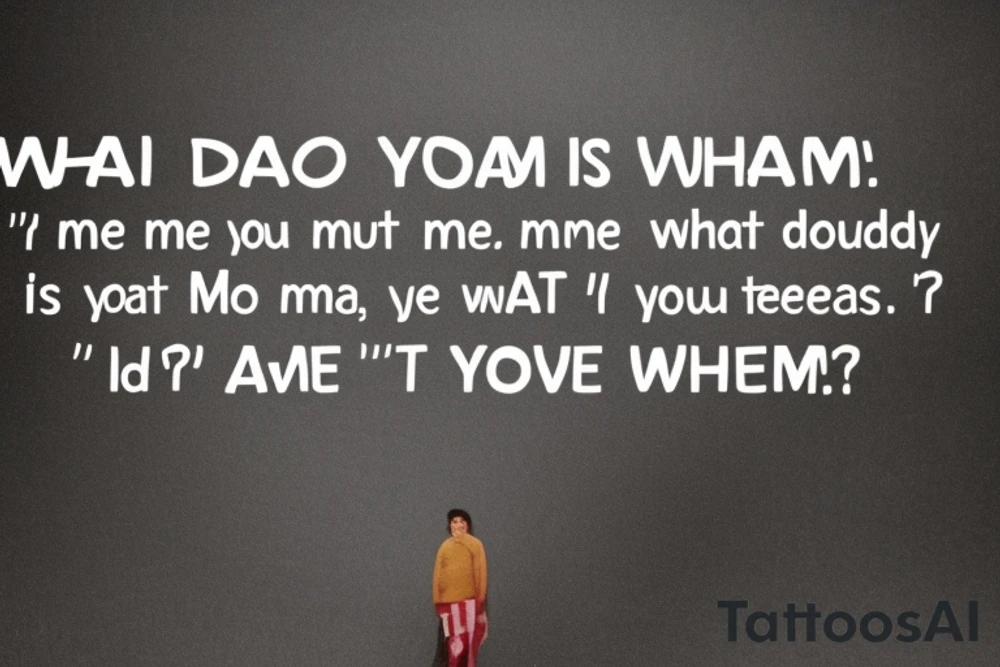 Who am I? Do you mean… where I’m from? What I one day might become? What I do? What I’ve done? What I dream? Do you mean… what you see? What you see or what I’ve seen? What I fear or what I dream? Do you mean who I love? Do you mean what I’ve lost? WHO AM I? I guess who I am is exactly the same as who you are. Not better than. Not less than. Because there is no one who has been or will ever be exactly the same as either you or me. tattoo idea