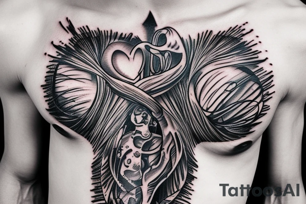 Rib cage with heart sticking out tattoo idea
