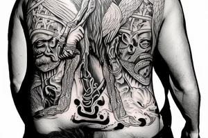 Abraham tries to sacrifice his son Isaac on back tattoo idea
