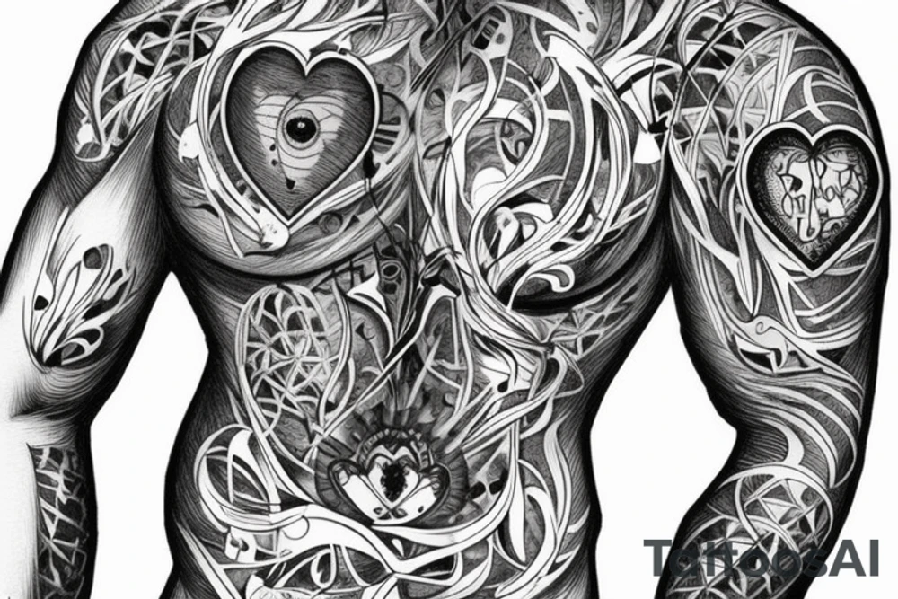 Broken ribcage with realistic heart sticking out tattoo idea