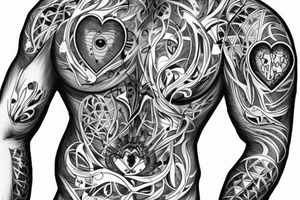 Broken ribcage with realistic heart sticking out tattoo idea