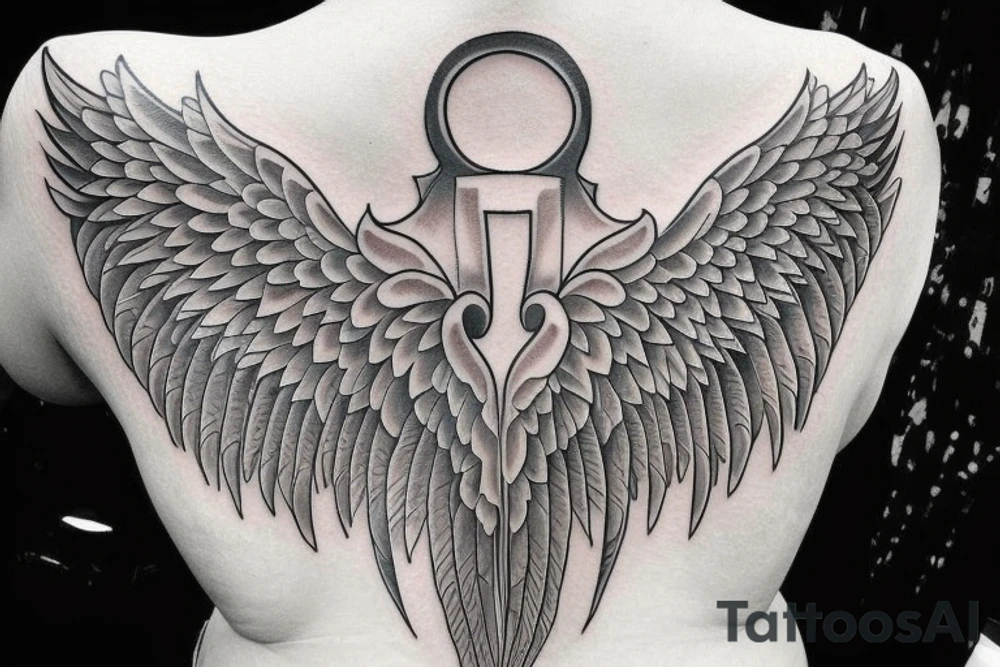 angel wings tattoo on the back and shoulders tattoo idea