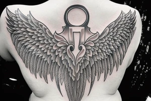 angel wings tattoo on the back and shoulders tattoo idea