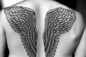 angel wings tattoo on the back and shoulders tattoo idea