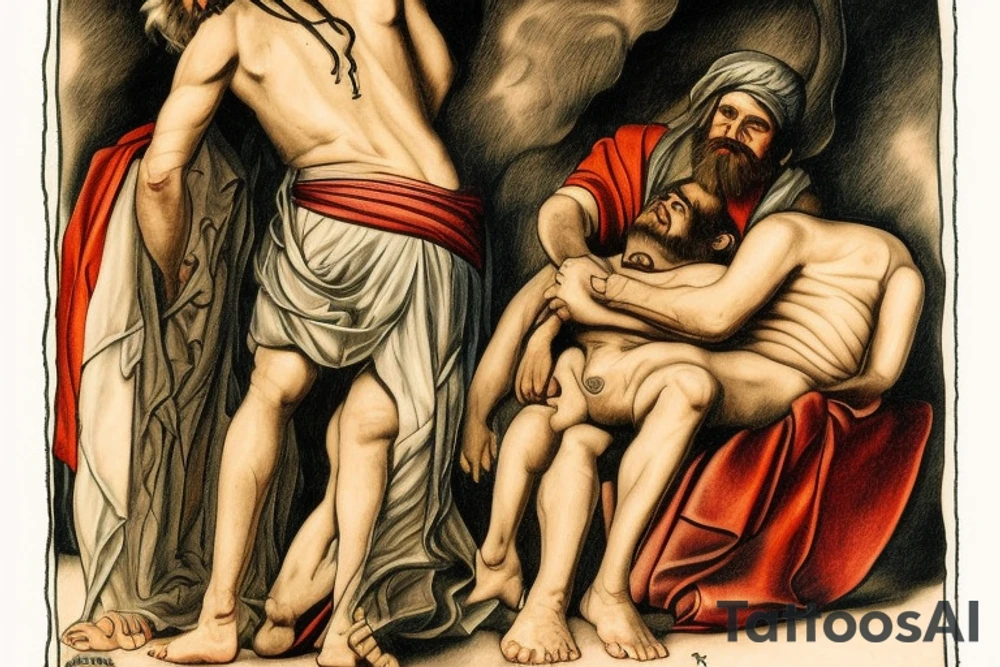 Abraham tries to sacrifice his son Isaac paint from Gerhard Wilhelm von Reutern tattoo idea
